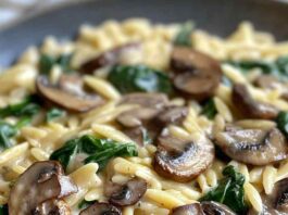 Creamy Spinach and Mushroom Orzo